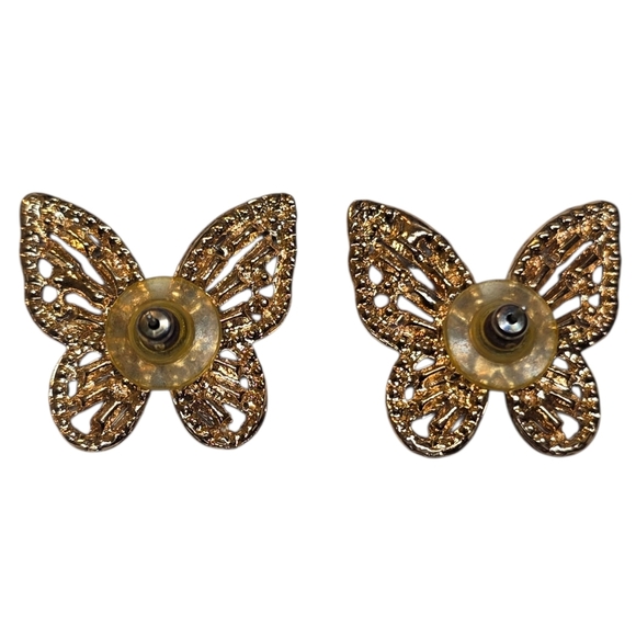 Multicolor Crystal Embellished Cut Out Gold Butterfly Earrings Fashion Jewelry - Picture 6 of 7